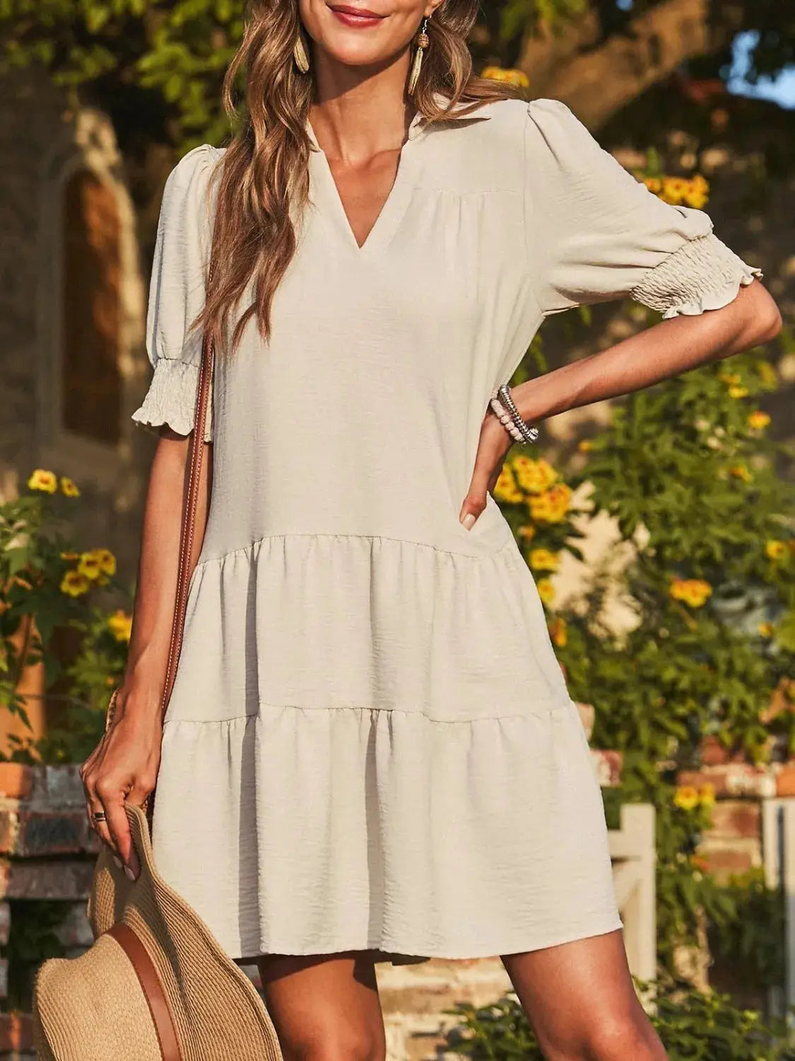 Johnny Collar Short Sleeve Mini Dress - Clothes For Her Online Store