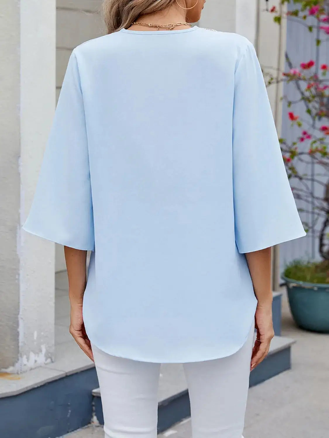 V-Neck 3/4 Sleeve Blouse - Clothes For Her Online Store