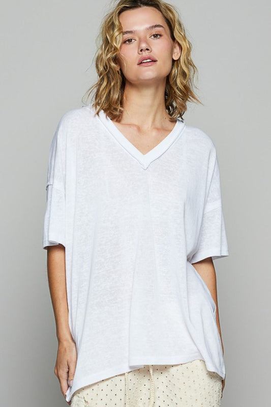 POL V-Neck Half Sleeve T-Shirt - Clothes For Her Online Store