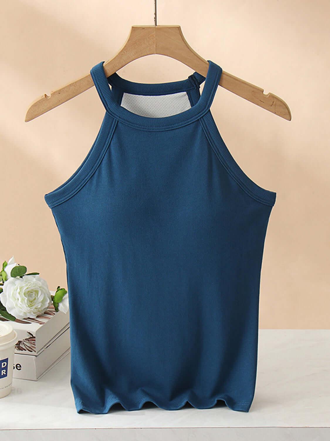 Grecian Neck Tank With Chest Pads