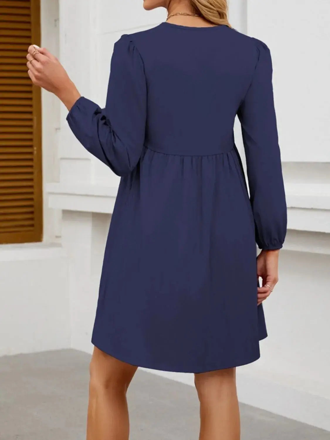 Tie Front Long Sleeve Mini Dress - Clothes For Her Online Store