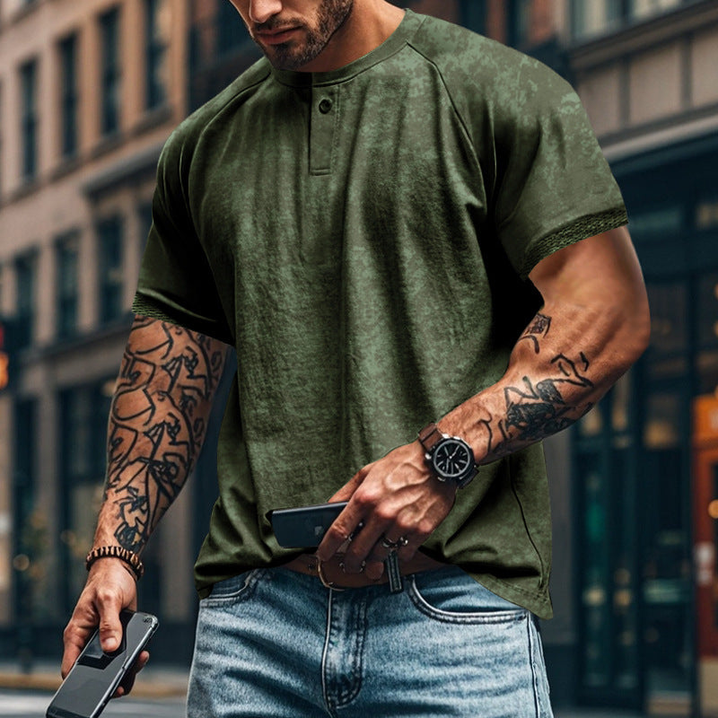 Men's Full Size Round Neck Short Sleeve T-Shirt Plus Size - Clothes For Her Online Store