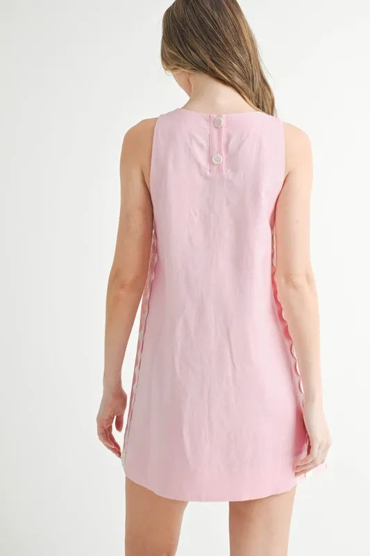 MABLE Linen Mix Side Ric Rac A-Line Mini Dress