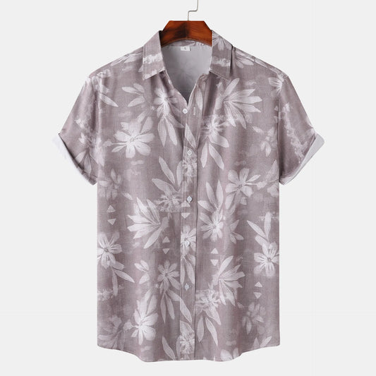 Men's Print Short Sleeve Button-Up Shirt