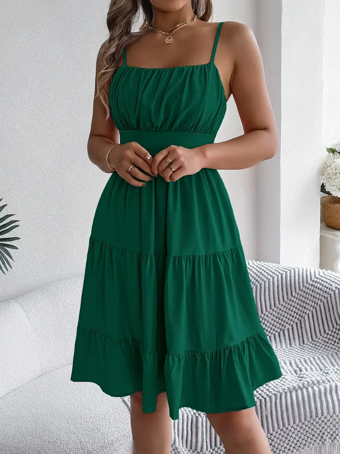 Smocked Back Tiered Cami Dress - Clothes For Her Online Store