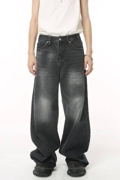 Pocketed Wide Leg Jeans - Clothes For Her Online Store