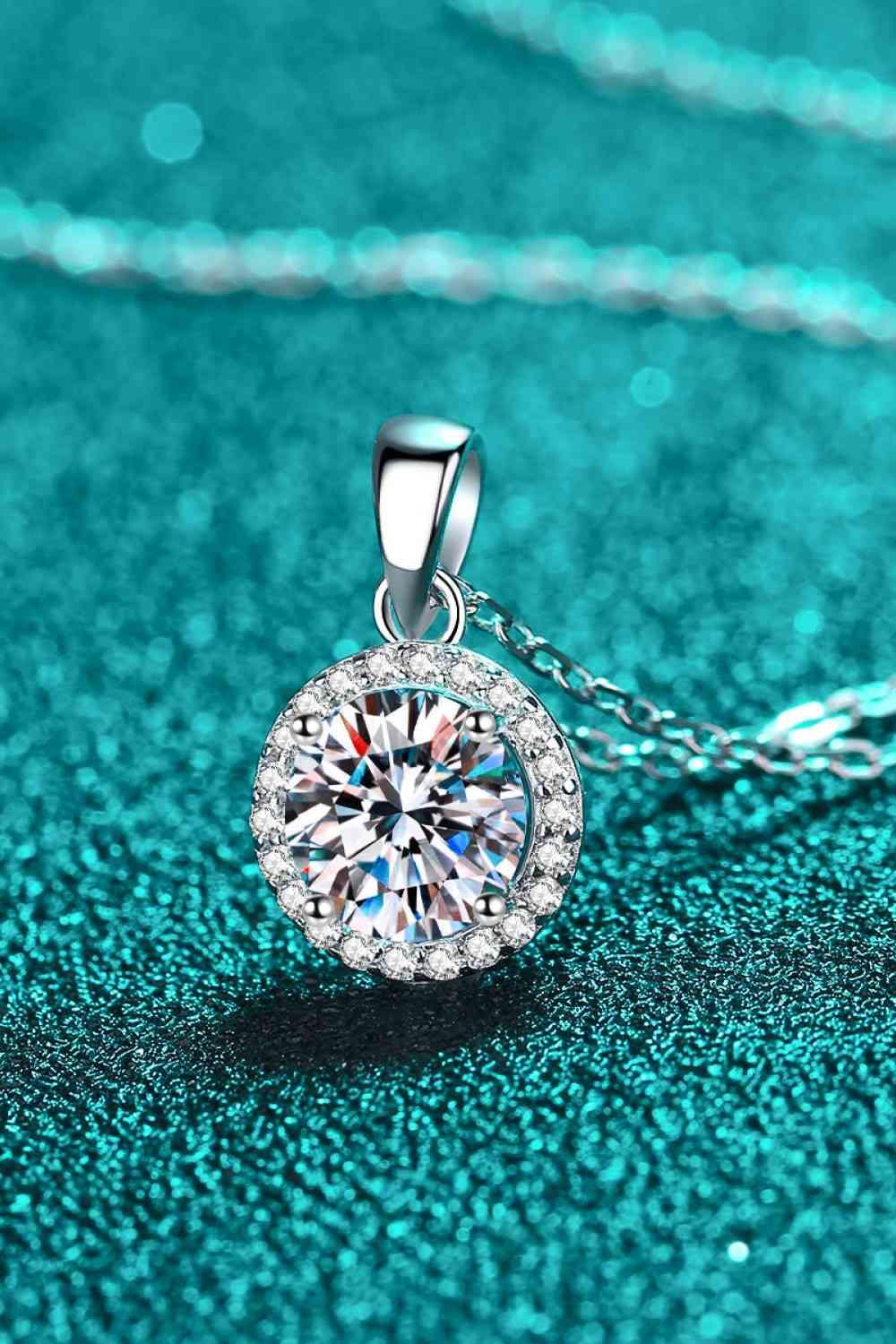 Adored Chance to Charm 1 Carat Moissanite Round Pendant Chain Necklace