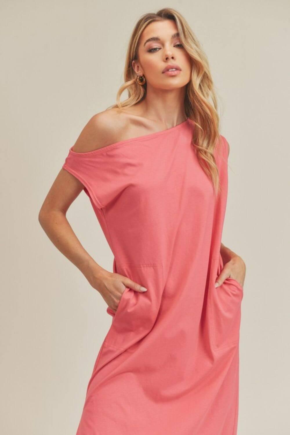 Aemi + Co Side Slit Round Neck Sleeveless Midi Dress