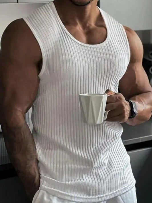 Men's Full Size Ribbed Round Neck Tank Plus Size