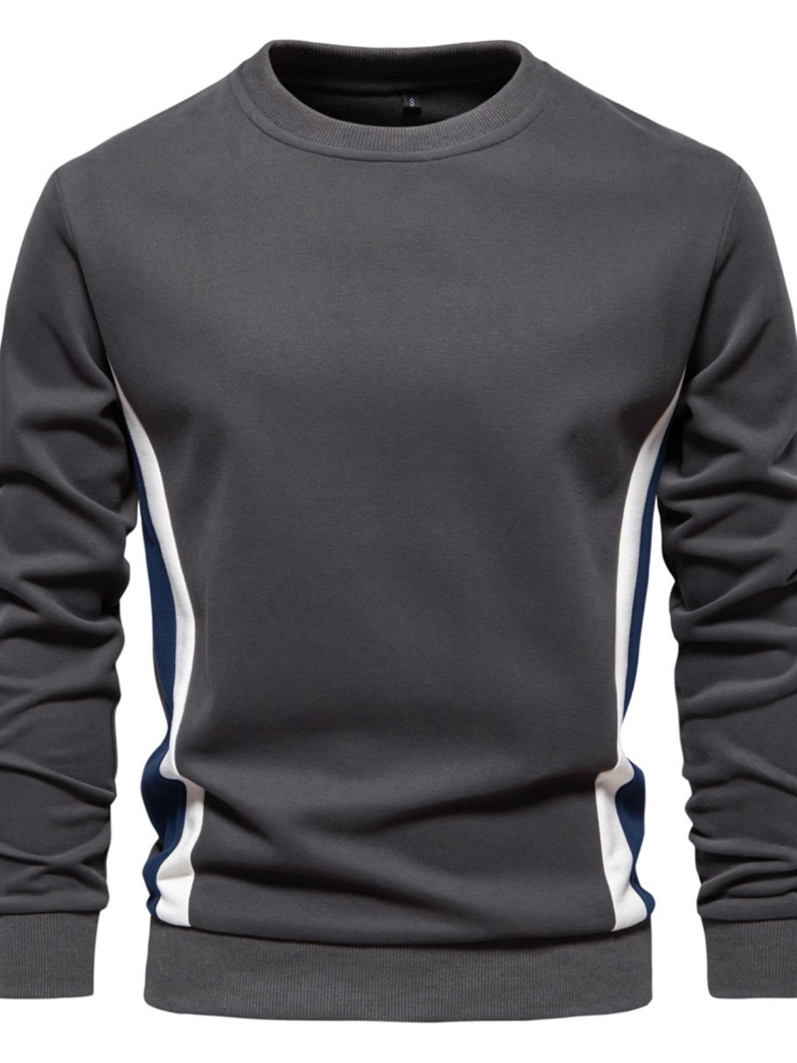 Men's Side Striped Contrast Round Neck Sweatshirt