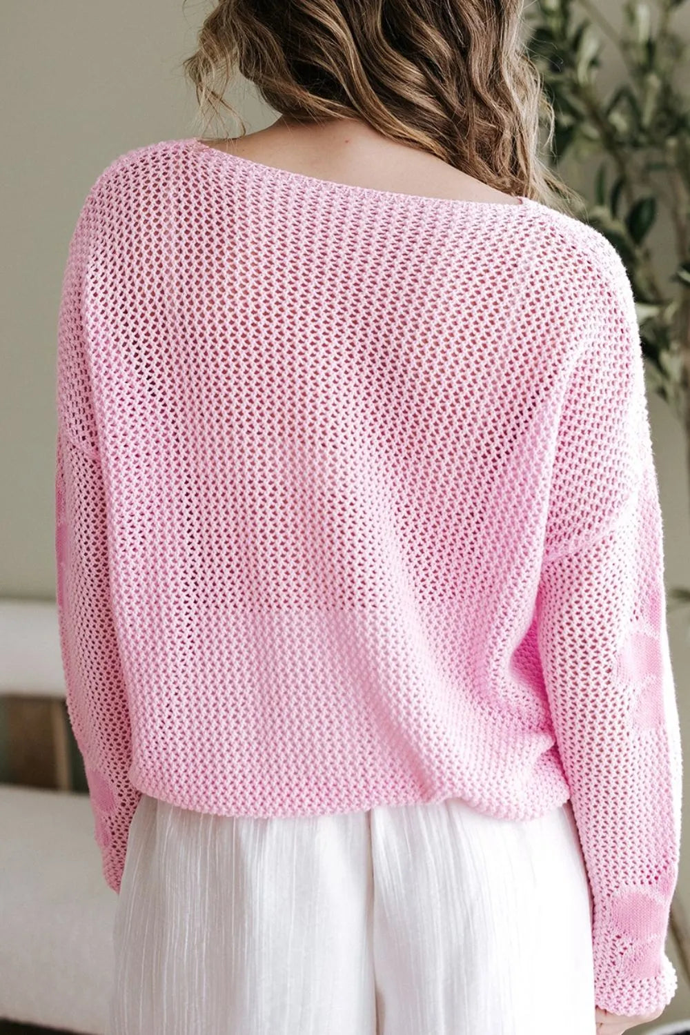 Openwork Round Neck Floral Knit Cover Up