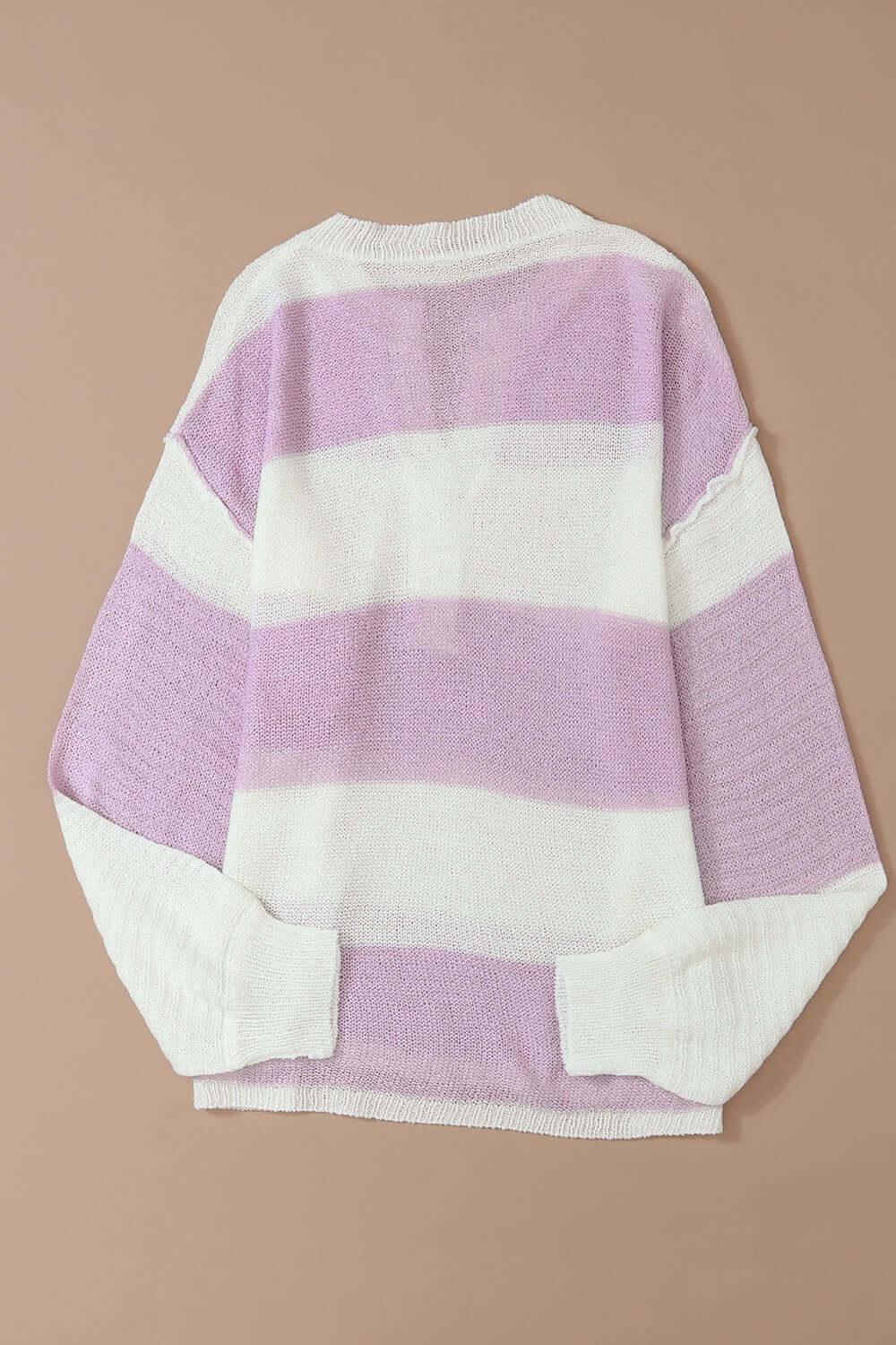 Striped Half Button Ribbed Sweater