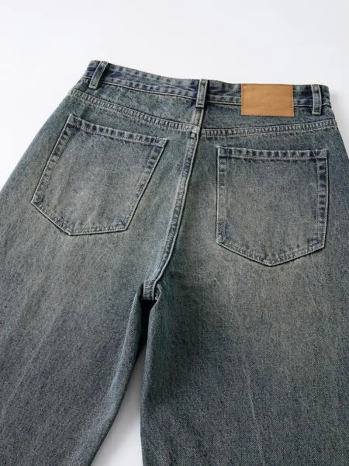 Men's Full Size Vintage Wash Wide Leg Jeans Plus Size