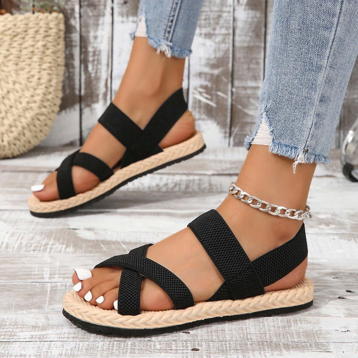 Crisscross Open Toe Flat Sandals