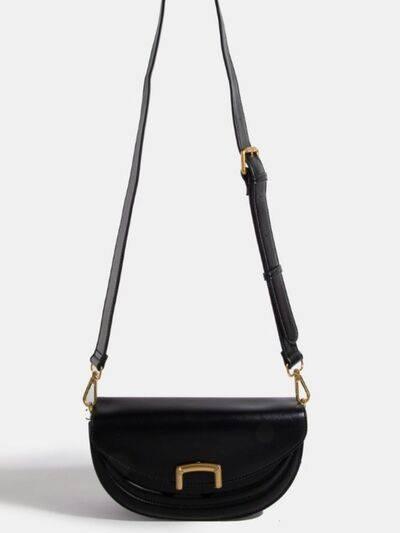 Fame Buckle Closure Crescent Faux Leather Crossbody Bag