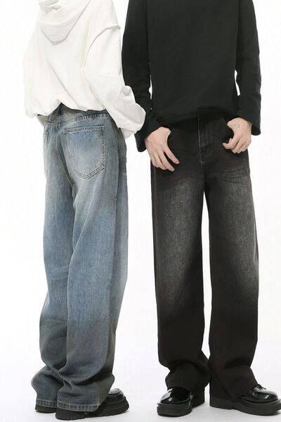 High Waist Baggy Jeans with Pockets