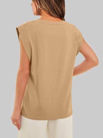 Florira Round Neck Cap Sleeve T-Shirt