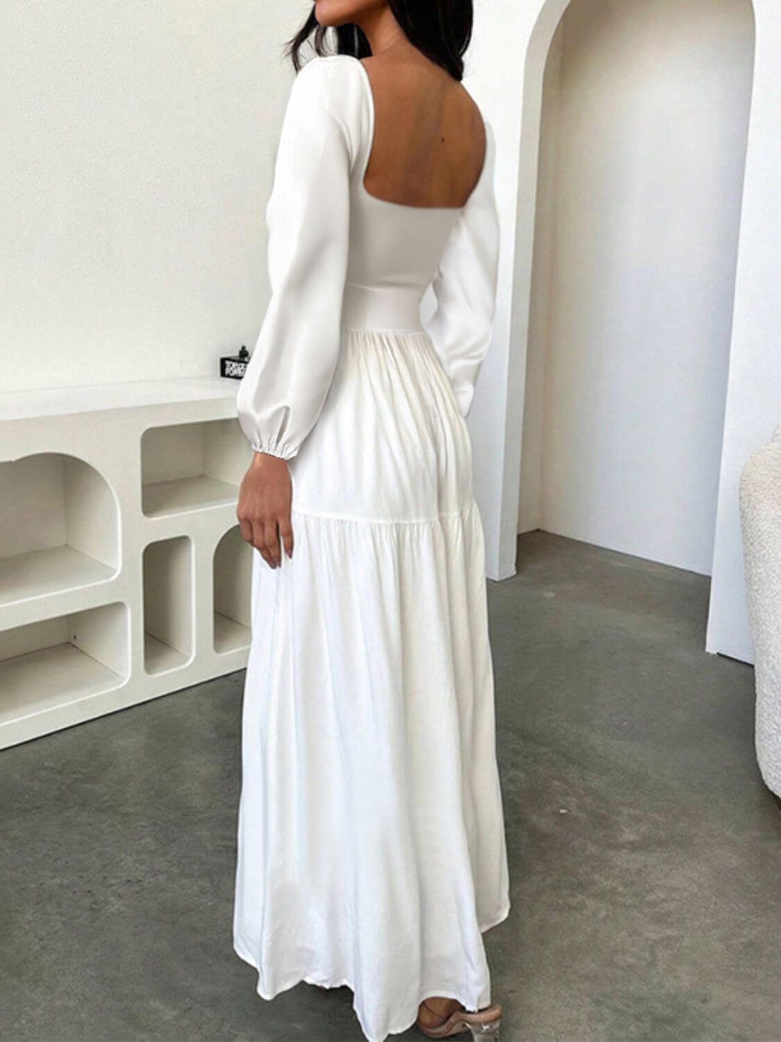 Devine Tie Front Long Sleeve Maxi Dress