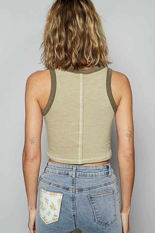 POL Studded Round Neck Cropped Tank