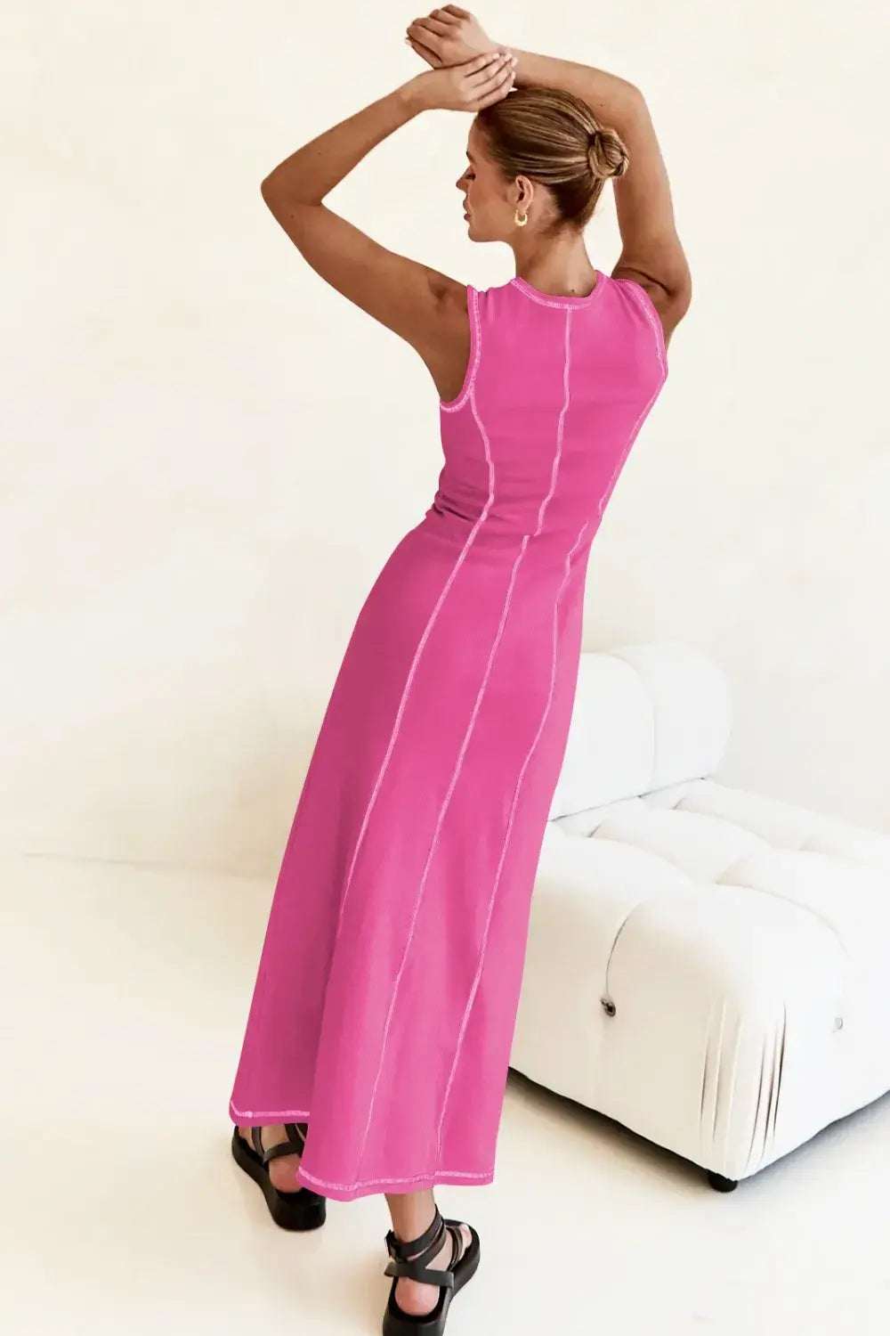 Contrast Stitching Maxi Tank Dress