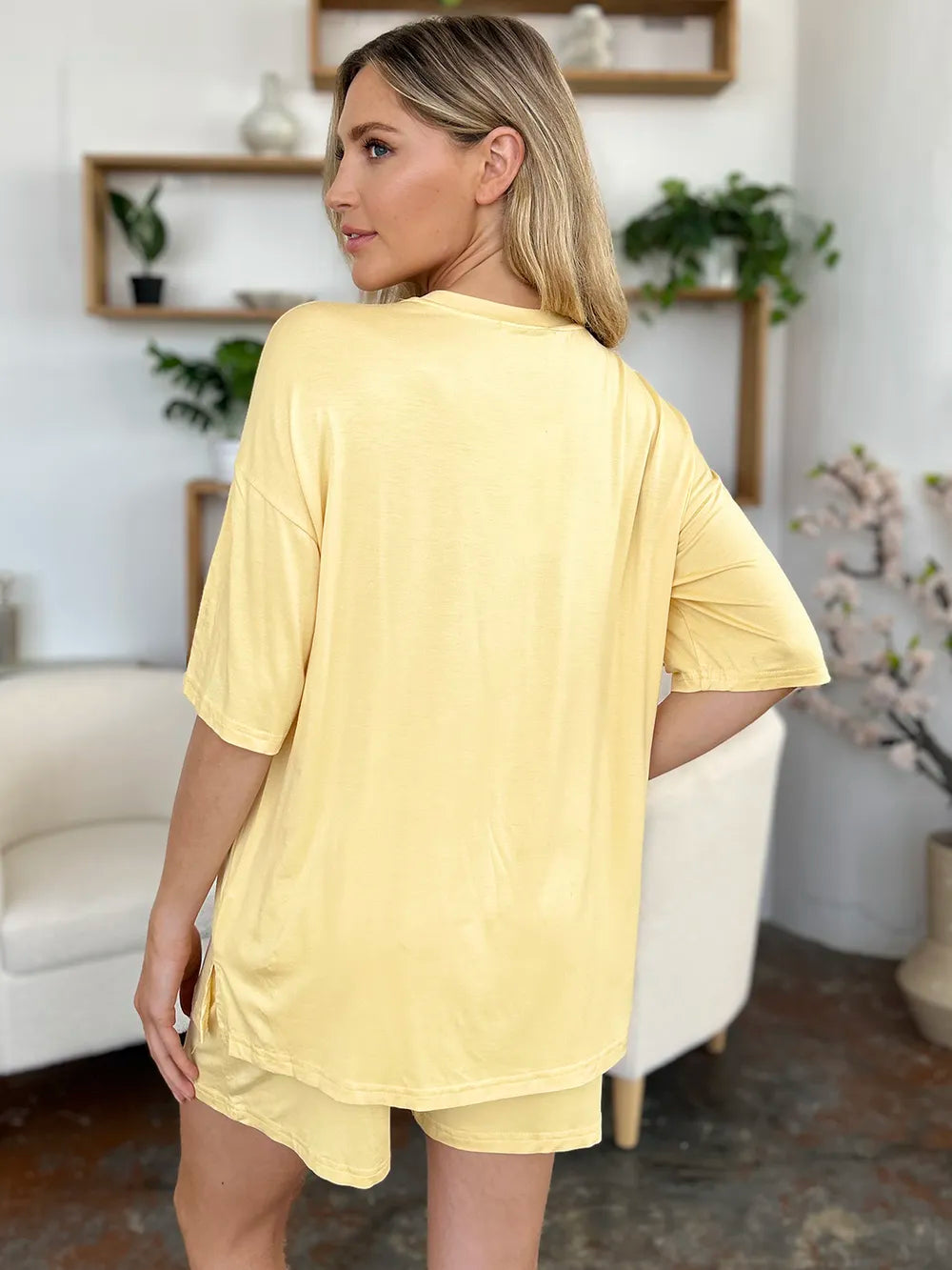 Basic Bae Bamboo Full Size Round Neck Drop Shoulder T-Shirt and Shorts Set - Clothes For Her Online Store