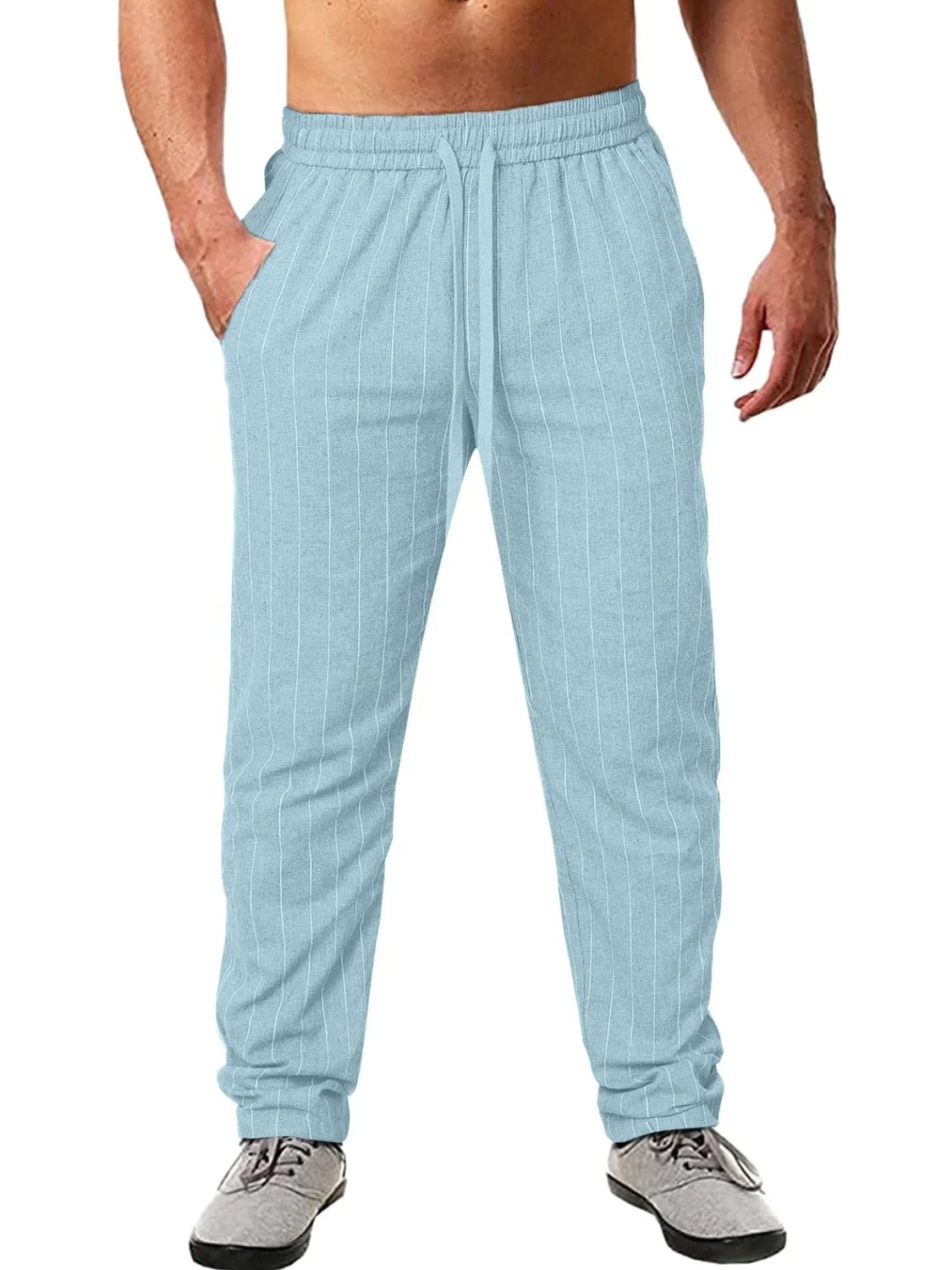 Men's Plus Size Striped Drawstring Pants