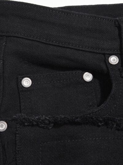 Men's Washed Distressed Panelled Jeans - Clothes For Her Online Store