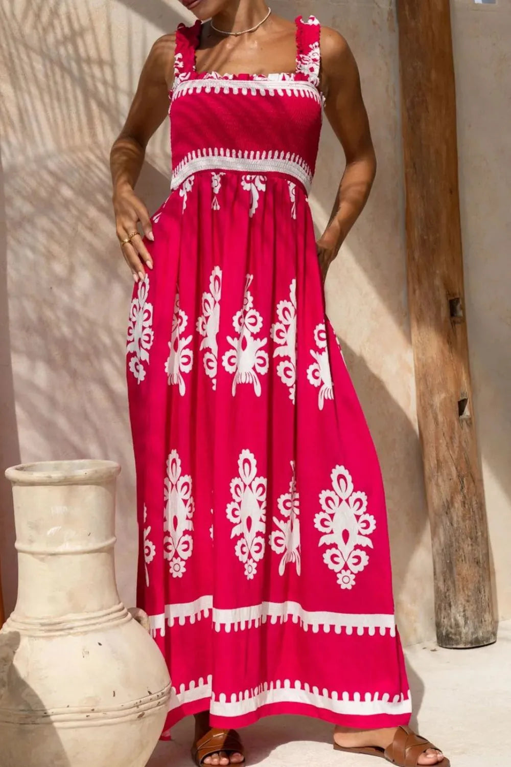 Printed Square Neck Cami Dress