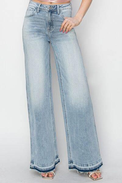 Risen Full Size High Rise Wide Leg Jeans - Clothes For Her Online Store