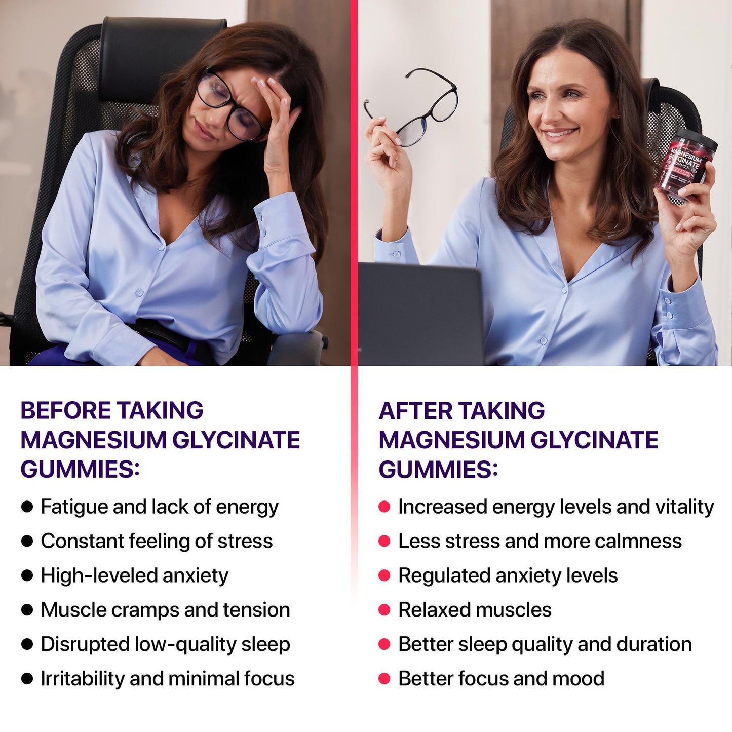 Magnesium Glycinate Gummies for Adults – 400mg Chewable Magnesium Gummies for