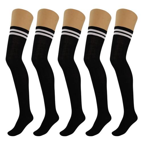 5 Pairs Over Knee Thigh High Cotton Socks for Women Warm Boot Leg