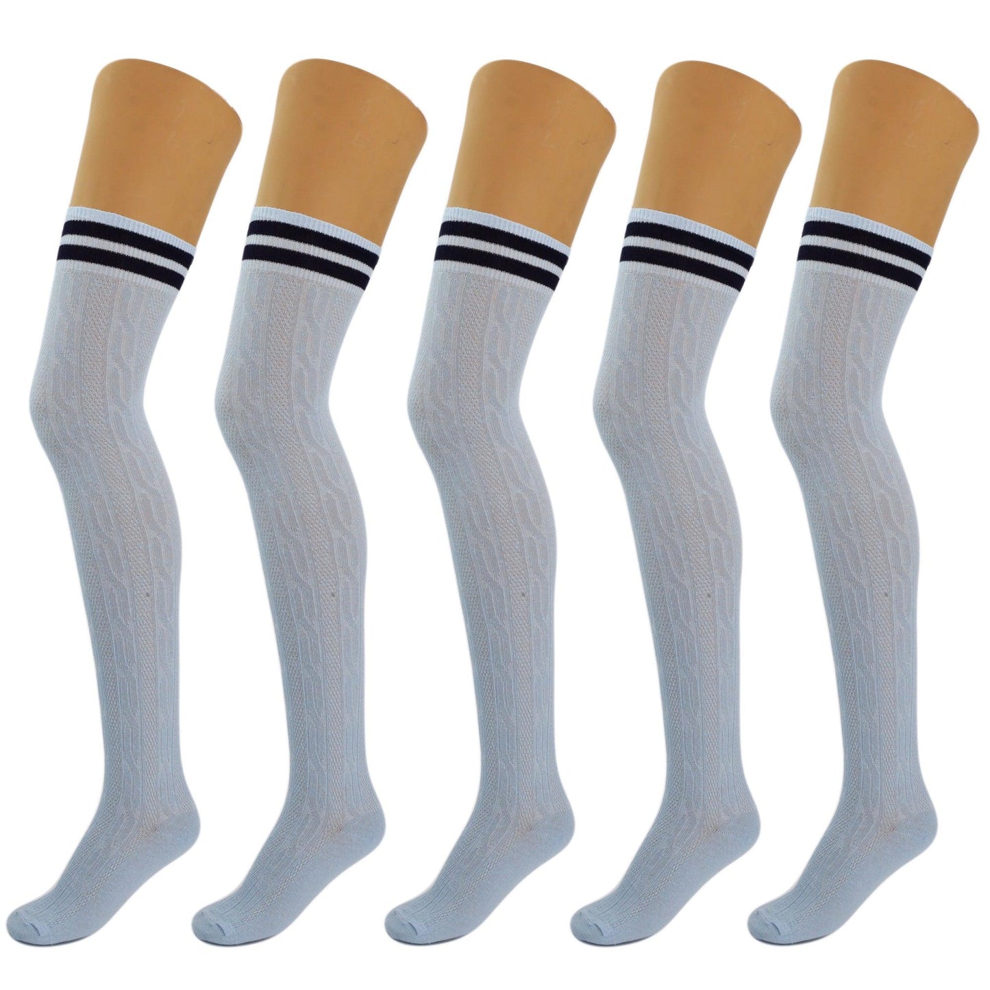 5 Pairs Over Knee Thigh High Cotton Socks for Women Warm Boot Leg