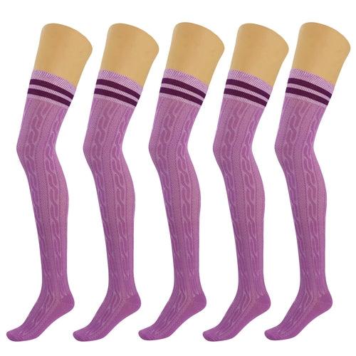 5 Pairs Over Knee Thigh High Cotton Socks for Women Warm Boot Leg