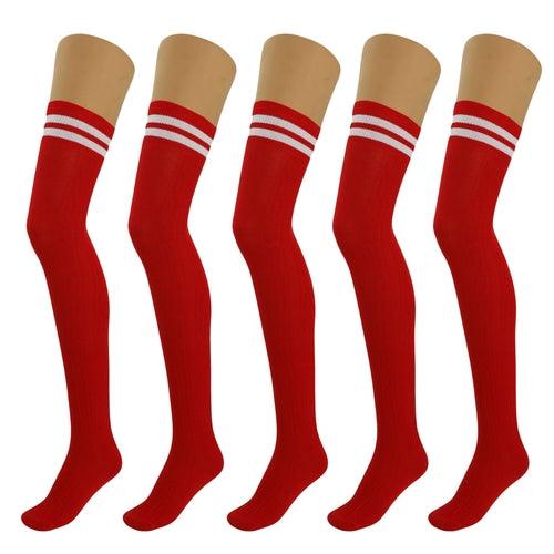 5 Pairs Over Knee Thigh High Cotton Socks for Women Warm Boot Leg