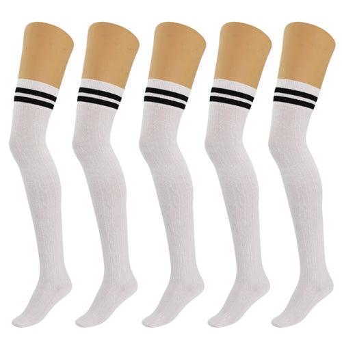 5 Pairs Over Knee Thigh High Cotton Socks for Women Warm Boot Leg