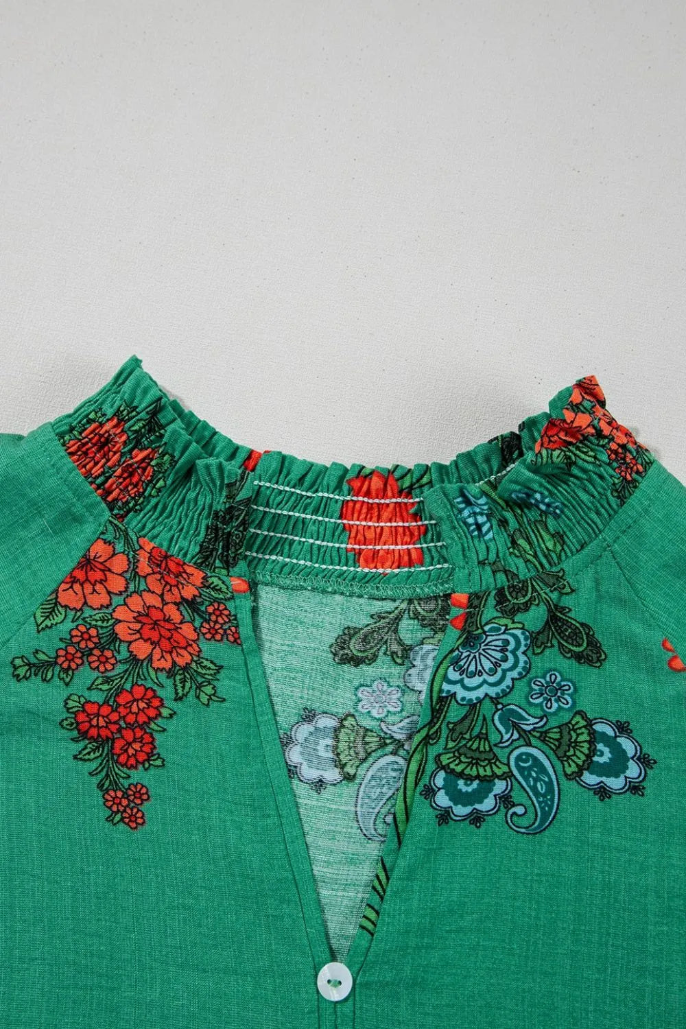 Floral Print Notched Short Sleeve Blouse - Clothes For Her Online Store