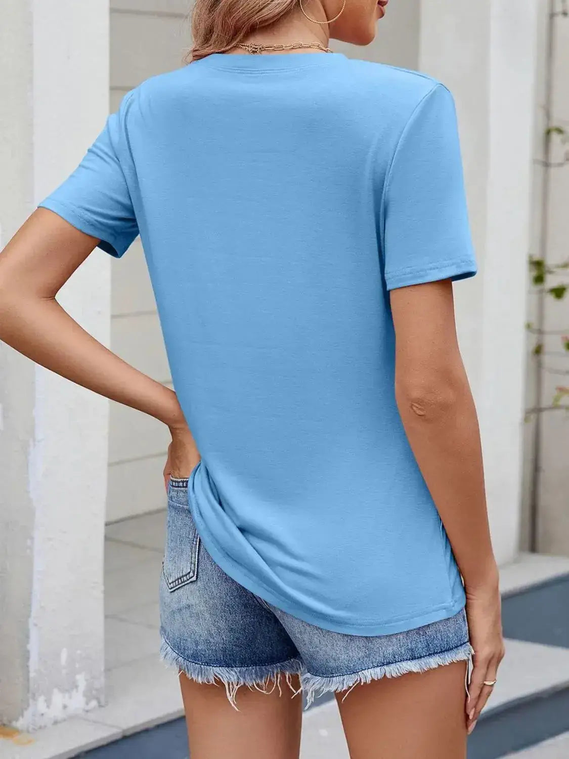 Round Neck Short Sleeve T-Shirt - Clothes For Her Online Store