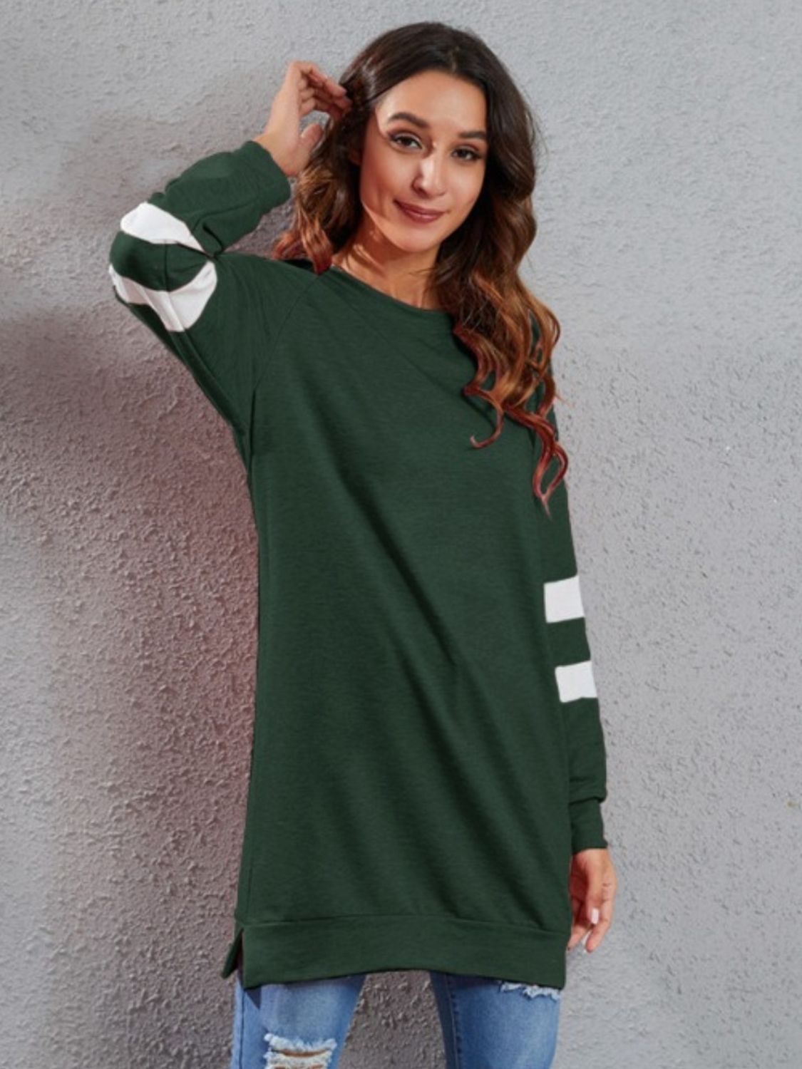 Full Size Striped Round Neck Long Sleeve T-Shirt - Clothes For Her Online Store