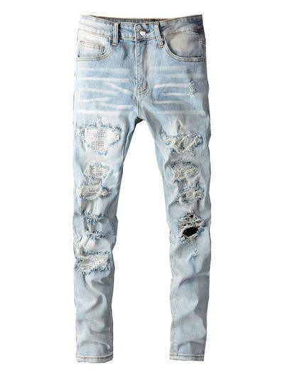 Men's Distressed Jeans with Pockets