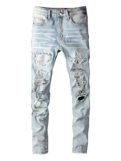 Men's Distressed Jeans with Pockets - Clothes For Her Online Store