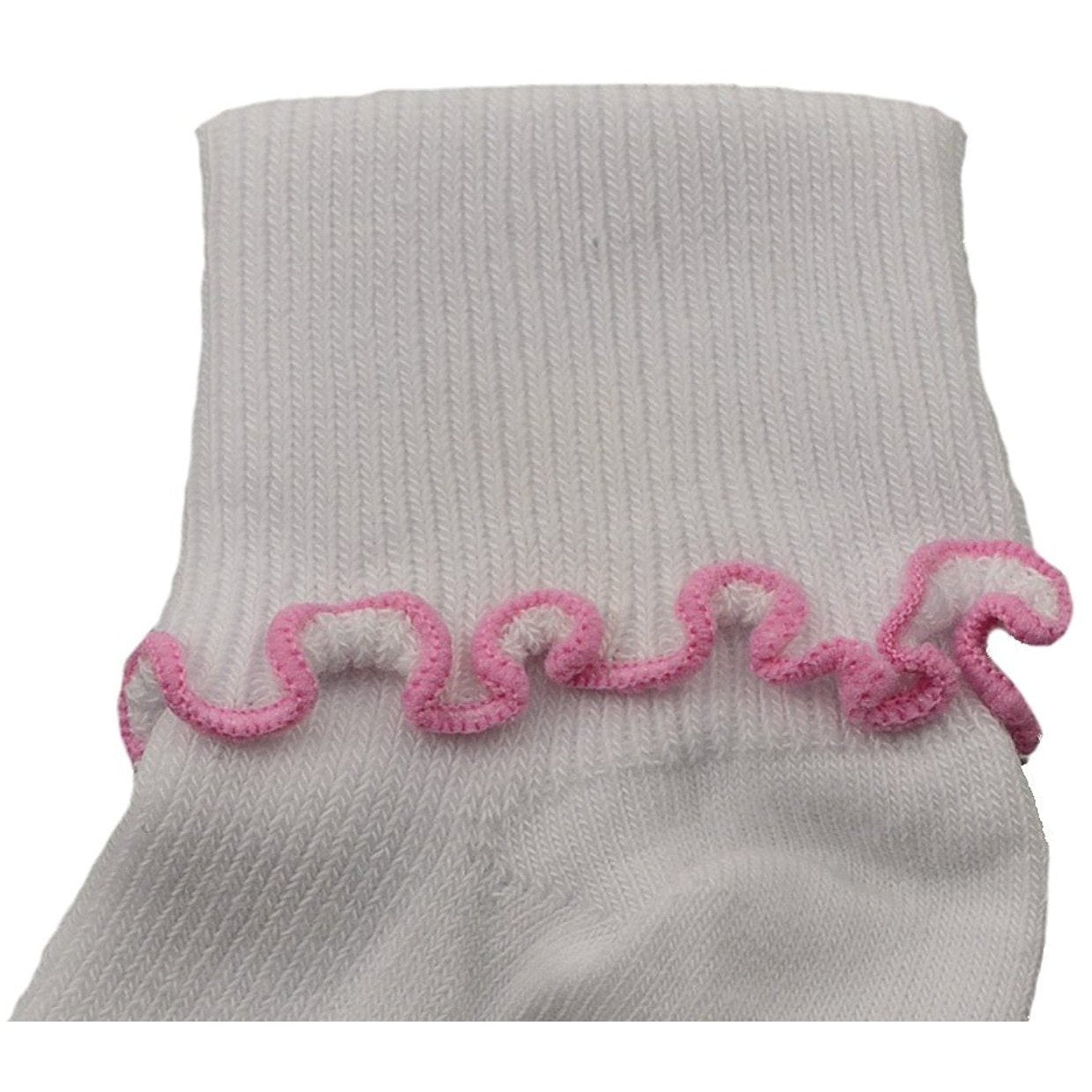 Sierra Socks Girls Cotton Lettuce Ruffle Ripple Edge Turn Cuff