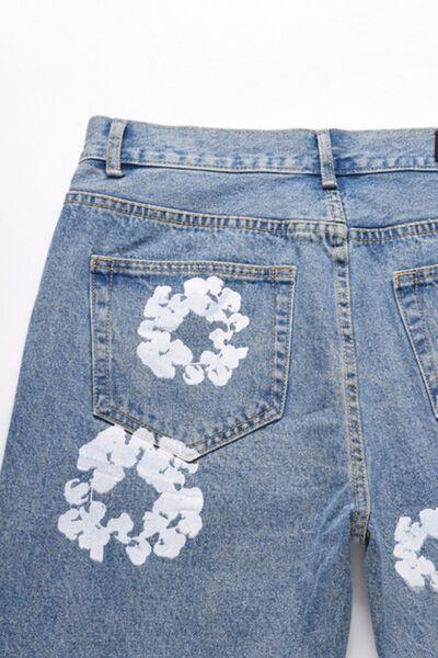 Men's Graphic Straight Leg Jeans - Clothes For Her Online Store