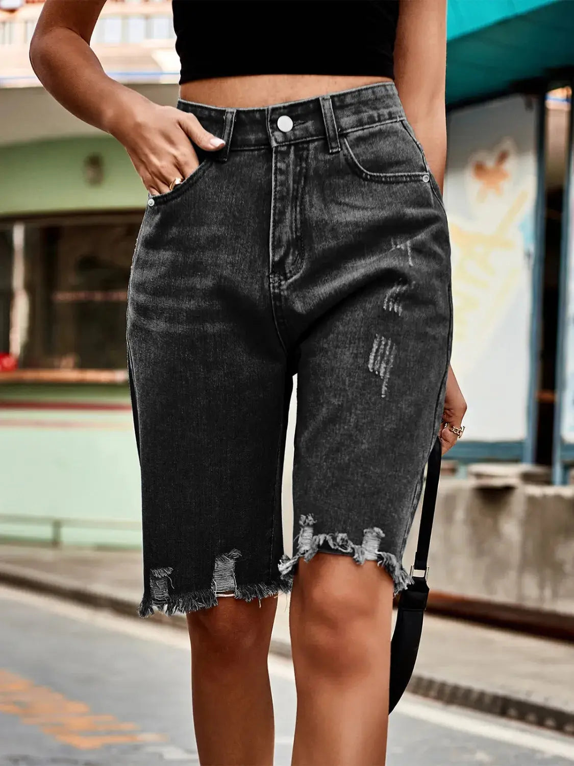 Raw Hem Denim Shorts