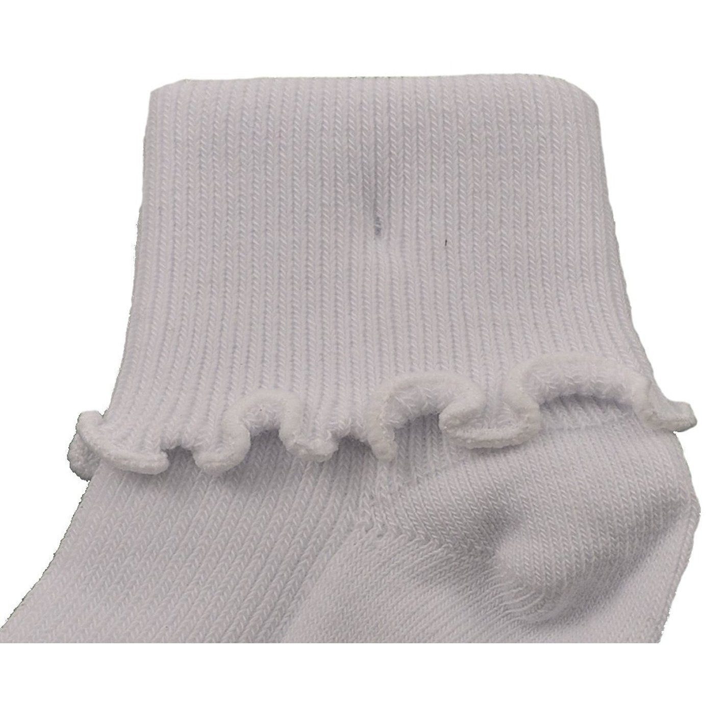 Sierra Socks Girls Cotton Lettuce Ruffle Ripple Edge Turn Cuff