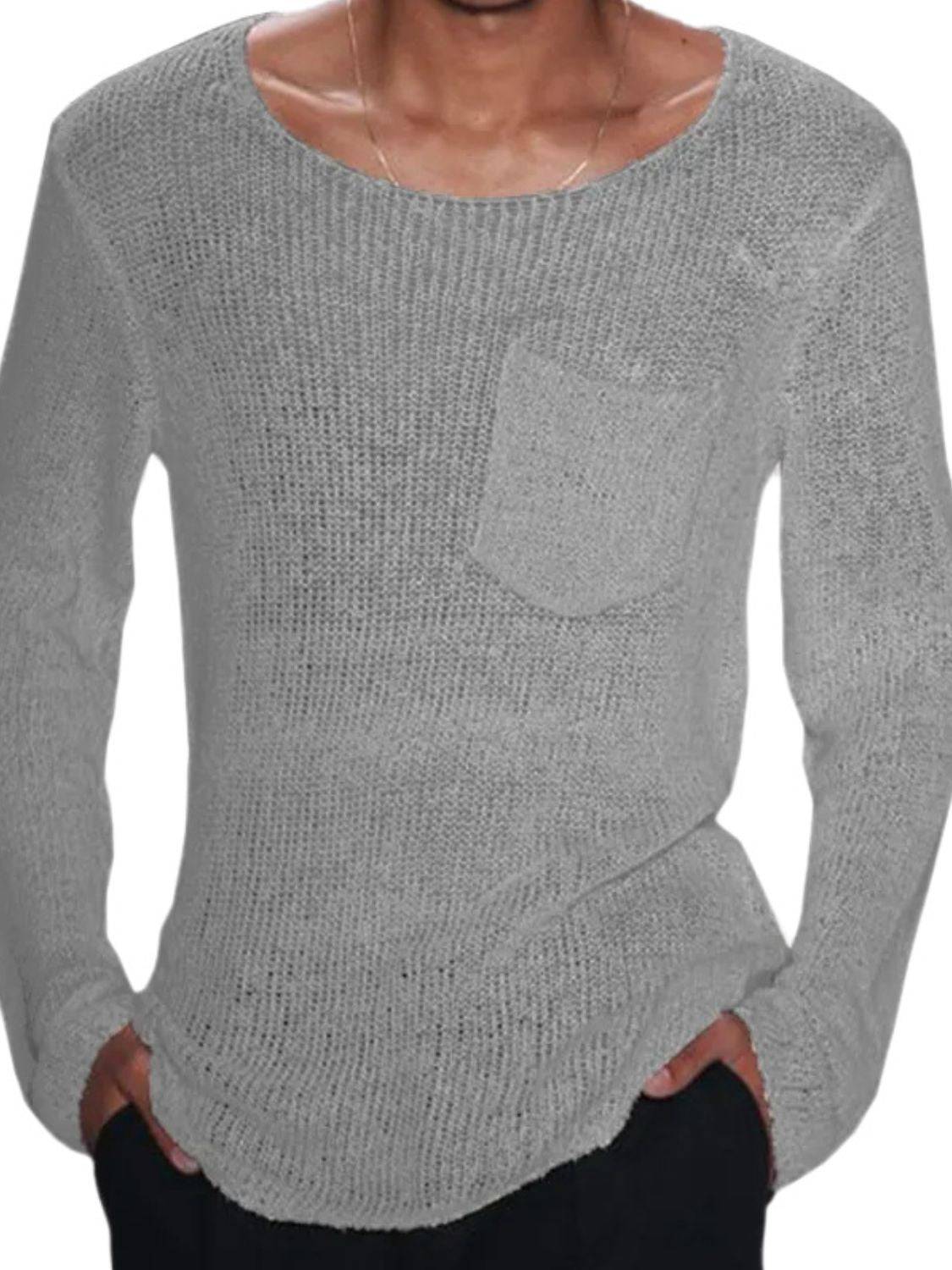 Men's Plus Size Round Neck Long Sleeve Knit T-Shirt