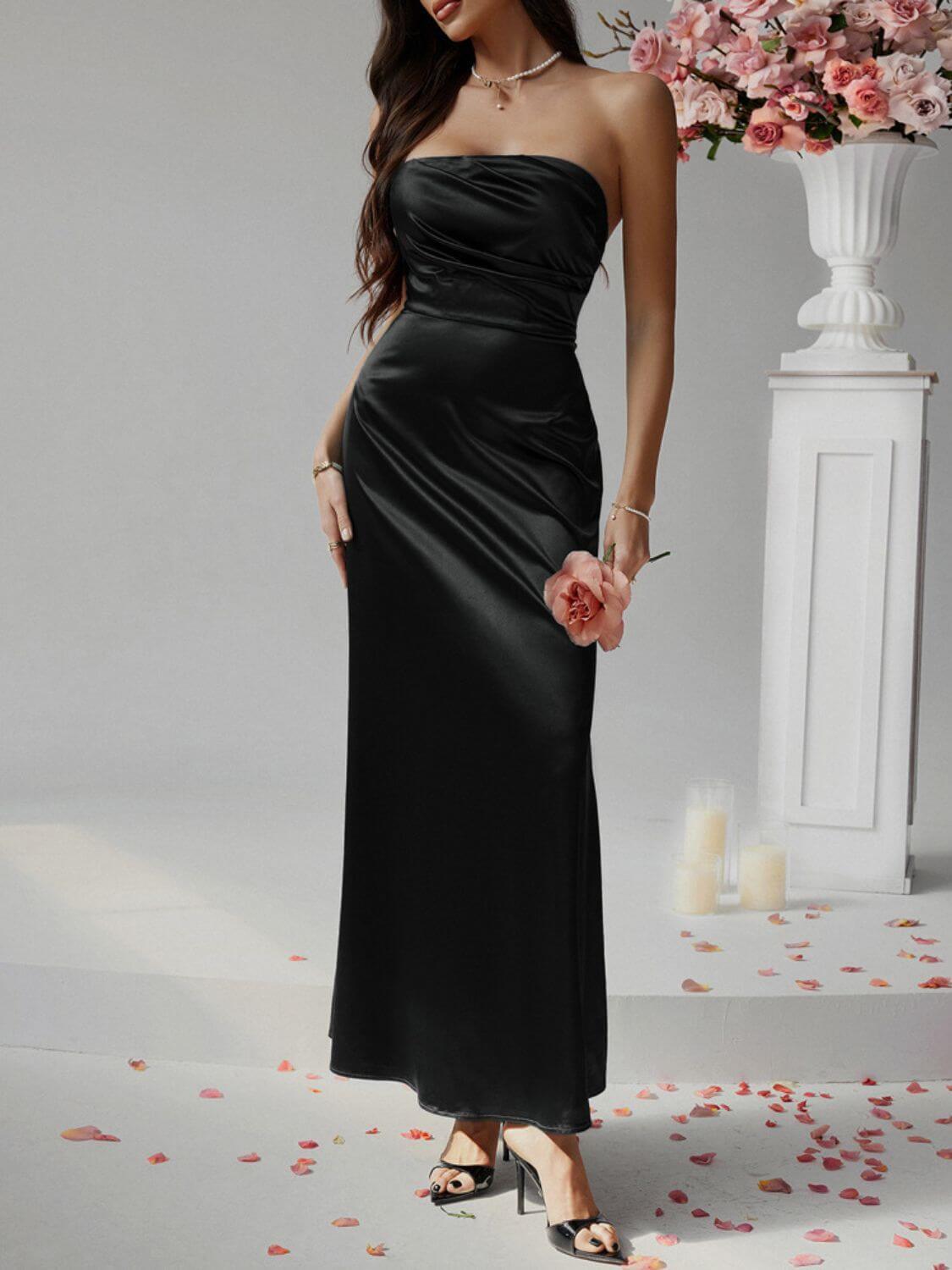 Devine Ruched Tube Maxi Dress