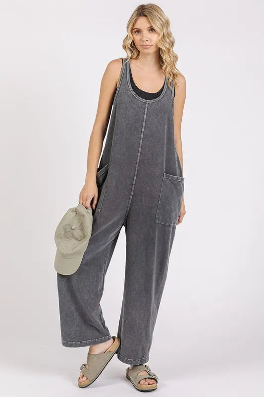 Mittoshop Scoop Neck Wide Leg Overalls - Clothes For Her Online Store