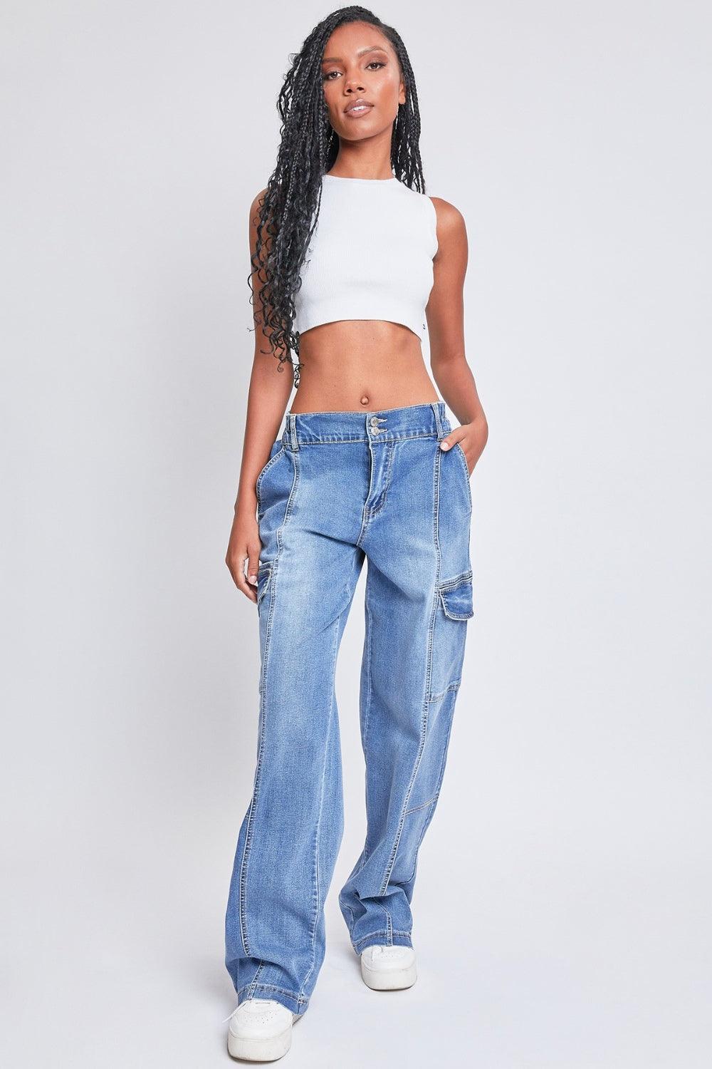 YMI Jeanswear High-Rise Straight Cargo Jeans - Clothes For Her Online Store