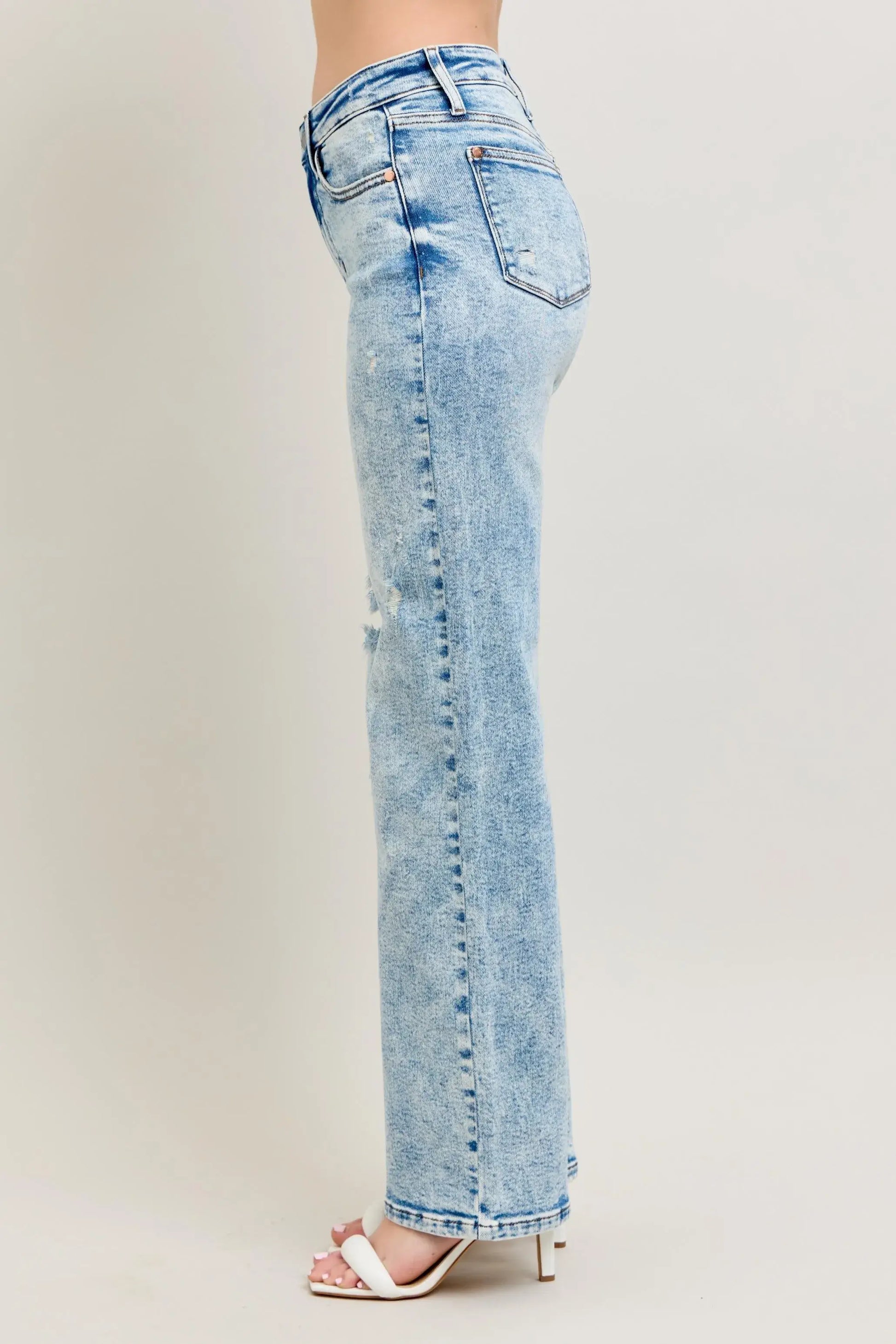 Judy Blue Full Size Hw Mineral Wash Destroy 90's Straight Jeans Plus Size
