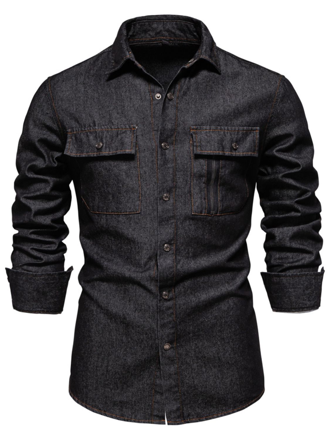 Men's Snap Down Long Sleeve Denim Shirt - Clothes For Her Online Store